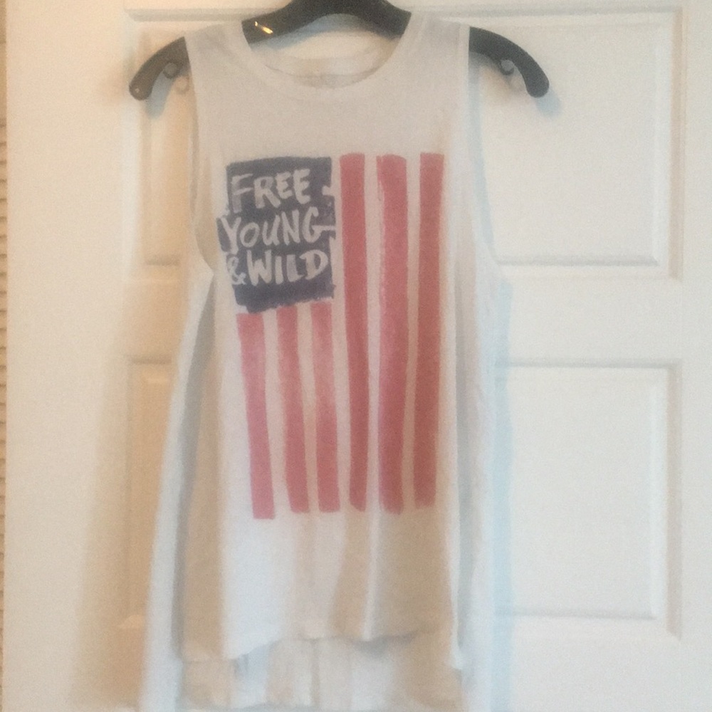 Americana graphic high-low sleeveless muscle tank